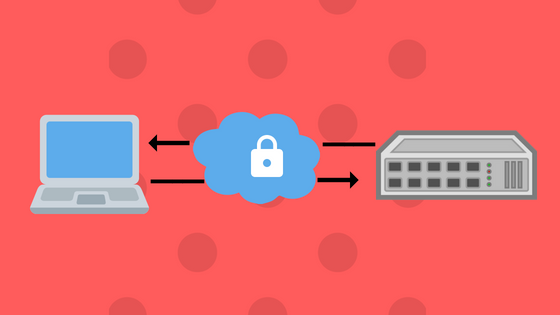 image of laptop securely connected to a server