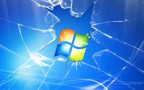 picture of broken glass screen showing windows logo