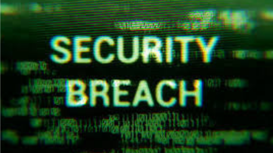 image of security breach text with codes on a computer screen