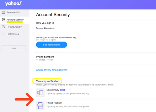 yahoo mail desktop set up for MFA security protection