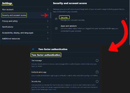 twitter security settings steps to enable multi-factor authentication