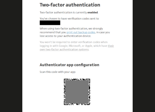 QR code for 2fa authenticator app security
