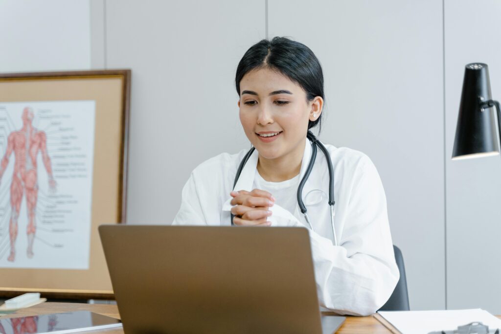 Doctor having a telehealth consultation with a patient